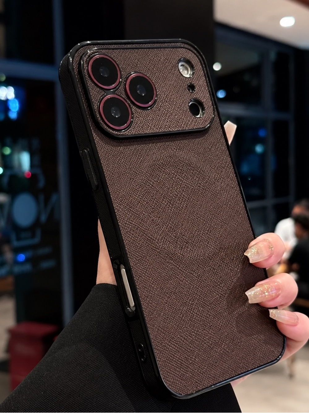 iPhone 18 Pro Max Case brown Textured Magnetic Protective Cover